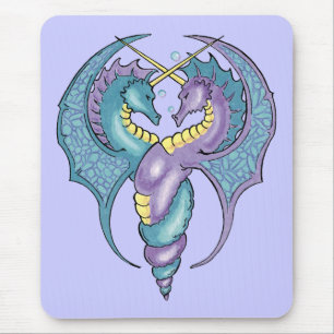 Mousepad Cavalos-marinhos míticos entrelaçados