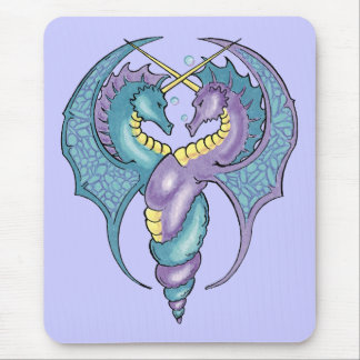 Mousepad Cavalos-marinhos míticos entrelaçados