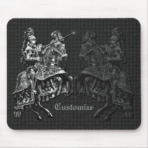Mousepad Cavalos medievais preto e branco
