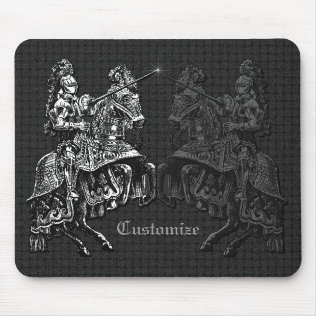 Mousepad Cavalos medievais preto e branco (Frente)