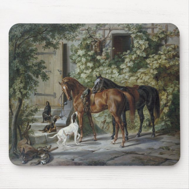 Mousepad Cavalos no Porch (por Albrecht Adam) (Frente)