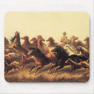Mousepad Cavalos selvagens Roping pelo caminhante de James