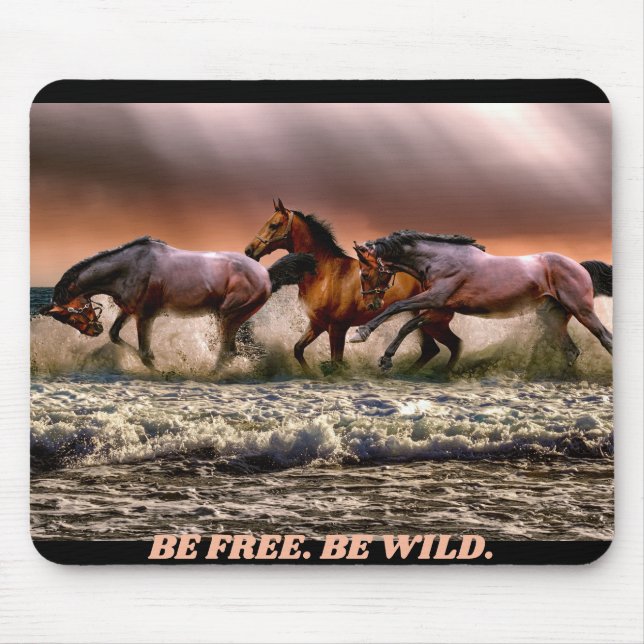 Mousepad Cavalos selvagens - ser livre, ser selvagem (Frente)