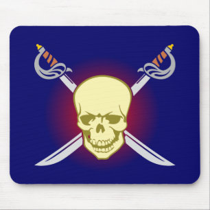 Mousepad Caveira crânio skull espadas swords