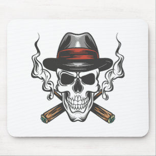 Mousepad Caveira de gângster com chapéu fedora