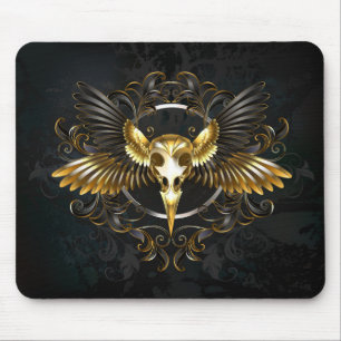 Mousepad Caveira de ouro sobre fundo preto