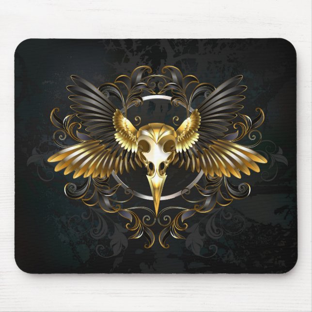 Mousepad Caveira de ouro sobre fundo preto (Frente)