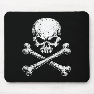 Mousepad Caveira de pirata ossos cruzados halloween jolly r