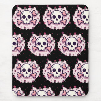 Mousepad Caveira e Ossos Cruzados Rosa Pastel