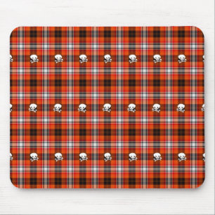 Mousepad Caveira e ossos cruzados Xadrez vermelha e preta