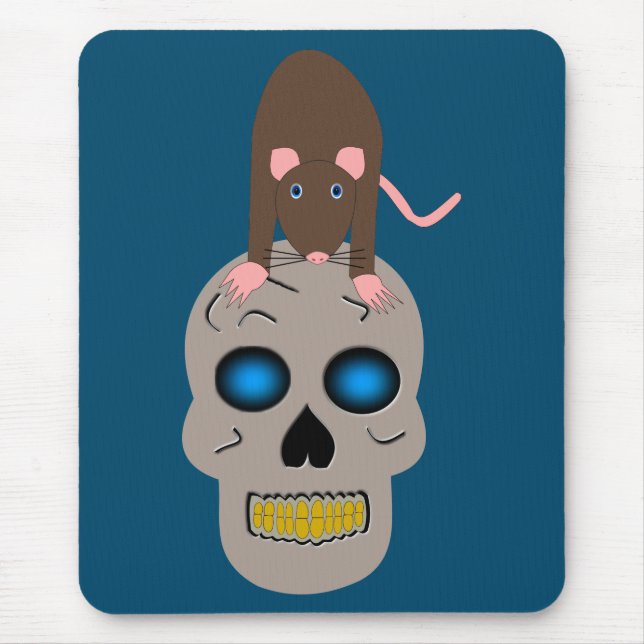 Mousepad Caveira Gótica e Halloween Rato (Frente)