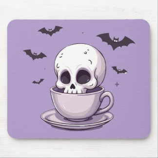 Mousepad Caveira Pastel Goth em Xícara de Chá