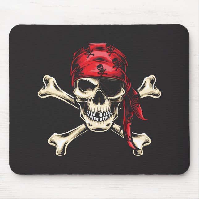 Mousepad Caveira Pirata e Ossos Cruzados (Frente)
