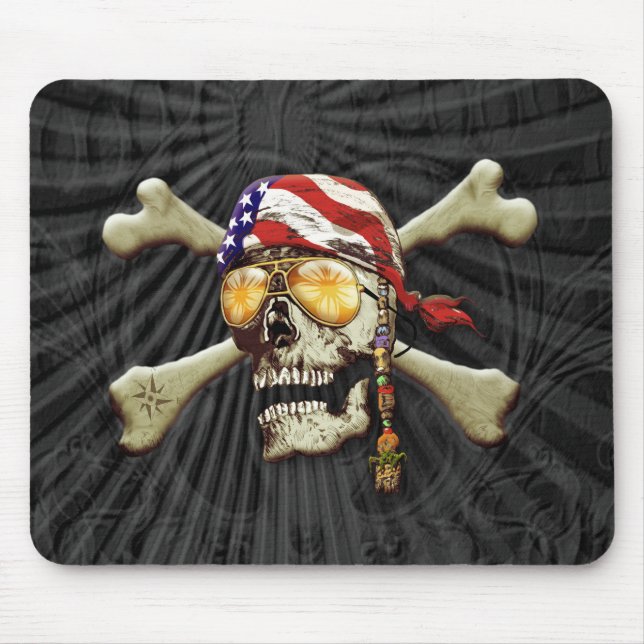 Mousepad Caveira Pirata e Ossos Cruzados (Frente)