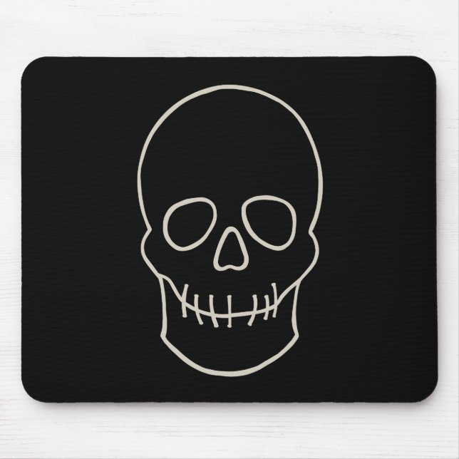 Mousepad Caveira - Preto-Bato e Branco-Osso (Frente)