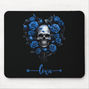 Mousepad Caveira Rosa Azul para o Amor do Namorados Rock Fo