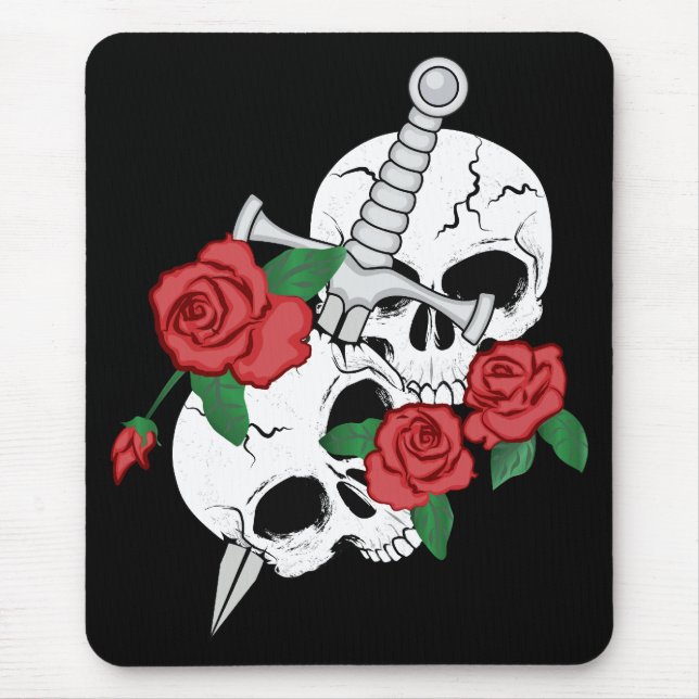 Mousepad Caveira, Rosas e punhal (Frente)