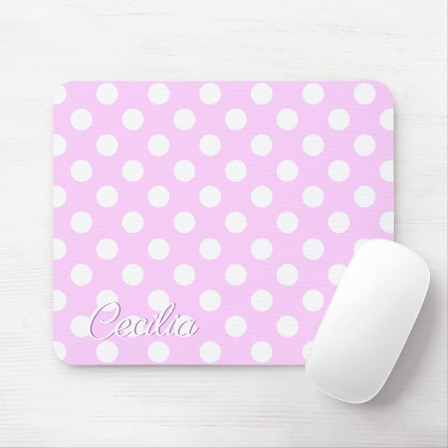 Mousepad Cecilia - Nome Modelo Soft Pastel Rosa E Branco (Com mouse)