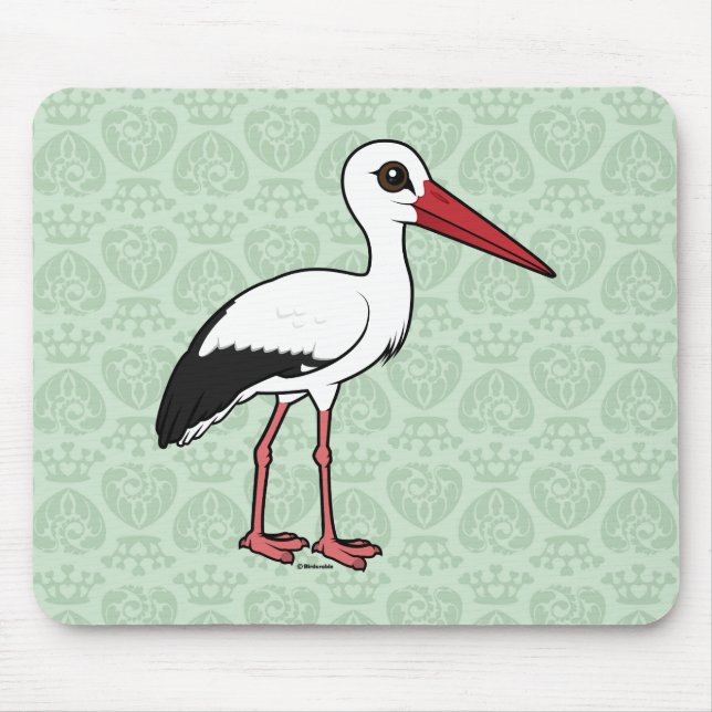 Mousepad Cegonha branca de Birdorable (Frente)