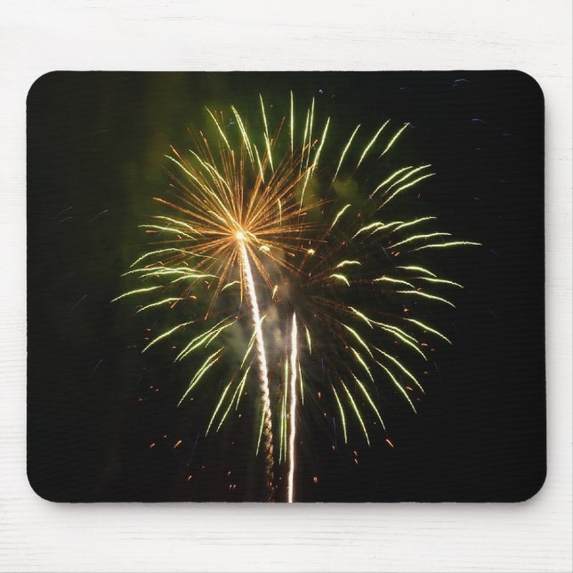 Mousepad Celebração de Feriado com Fogos de Artifício Verde (Frente)