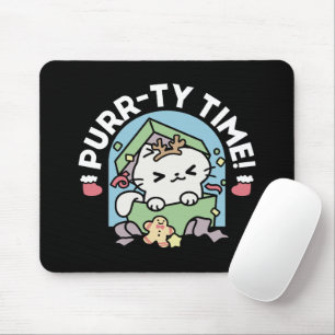 Mousepad Celebração de Natal com Gato de Tempo Puro