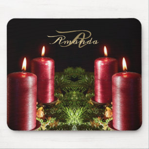 Mousepad Celebração de Natal Velas Vermelhas Férias de Inve