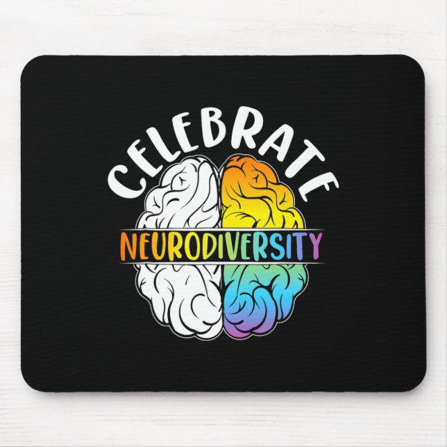 Mousepad Celebrar a Neurodiversidade Saúde Mental Autismo A (Frente)