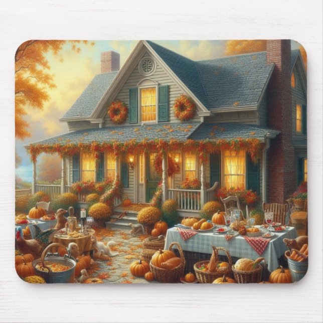 Mousepad Celebrar a recompensa do outono com o Charme Cozy (Frente)