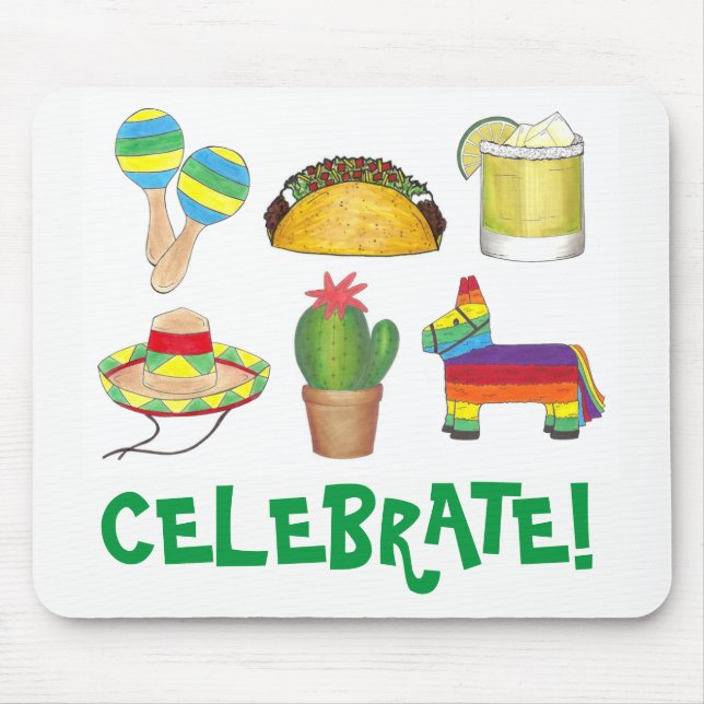 Mousepad Celebrar Cinco de Mayo Fiesta Pinata Taco Cactus (Frente)