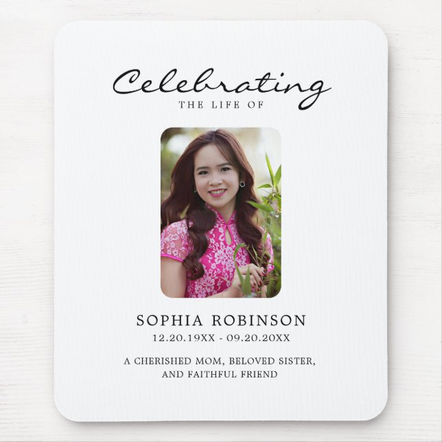 Mousepad Celebration Of Life Modern Memorial Keepsake (Frente)