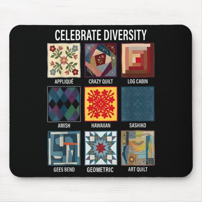 Mousepad Celebre a diversidade de artesanato de patchwork d (Frente)