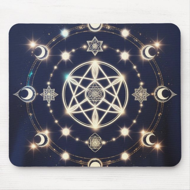 Mousepad Celestial Moon Cycle Mandala – Sacred Geometry (Frente)