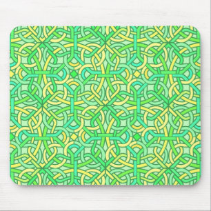 Mousepad Celtic Knot Irish Braid Padrão Verde Amarelo