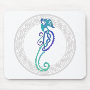 Mousepad Céltico - ornamento circular, cavalo marinho celt