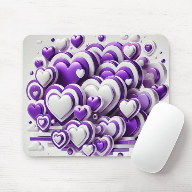 MOUSEPAD CÉLULAS DE CORAÇÕES DE DIA DE OS NAMORADOS BRANCO  (Com mouse)