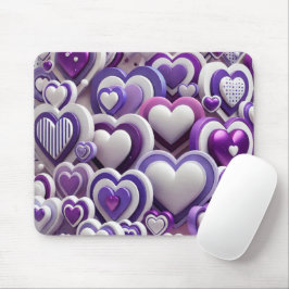 MOUSEPAD CÉLULAS DE CORAÇÕES DE DIA DE OS NAMORADOS BRANCO 