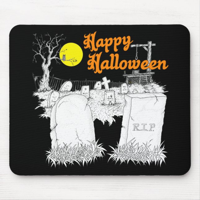 Mousepad cemitério de halloween (Frente)