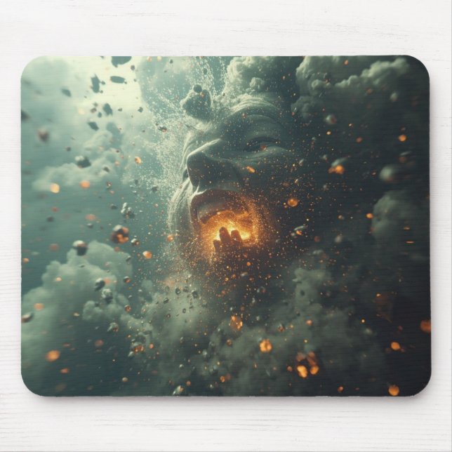 Mousepad Cena Assustadora Com Pessoa Cuspidora de Lava Quen (Frente)