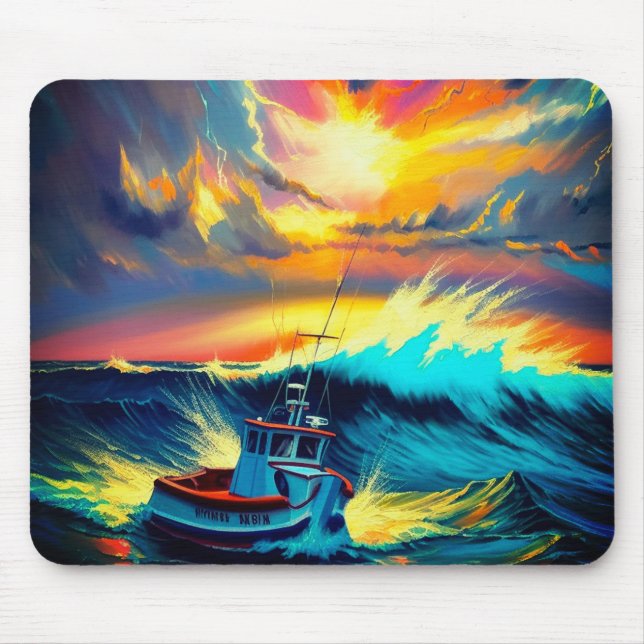 Mousepad Cena Colorida do Barco (Frente)