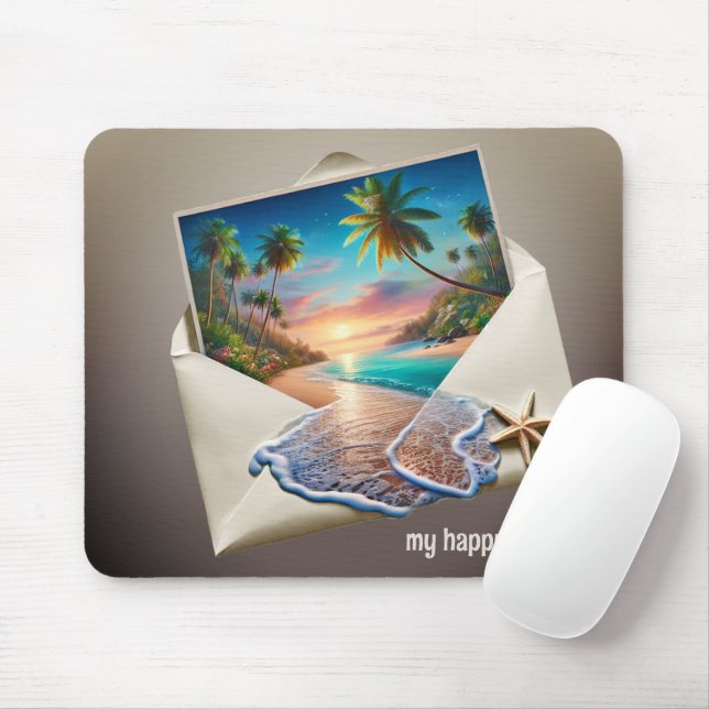 Mousepad Cena Da Ilha Tropical Em Envelope (Com mouse)