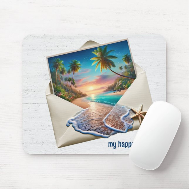 Mousepad Cena Da Ilha Tropical Em Envelope (Com mouse)