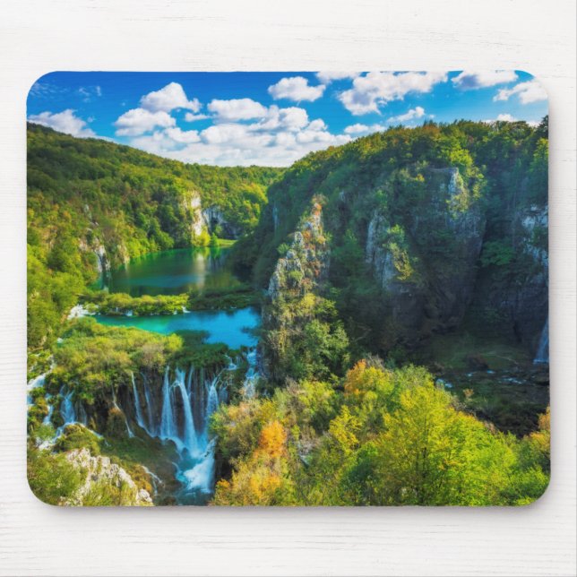 Mousepad Cena de cachoeira Elegante, Croácia (Frente)