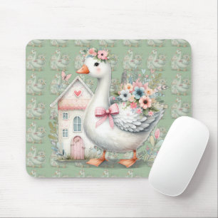 Mousepad Cena de Casa Floral de Algodão