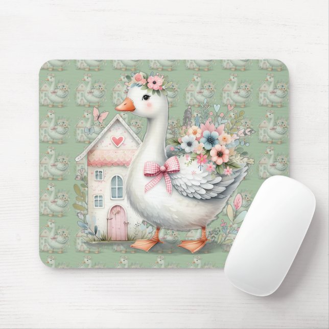 Mousepad Cena de Casa Floral de Algodão (Com mouse)