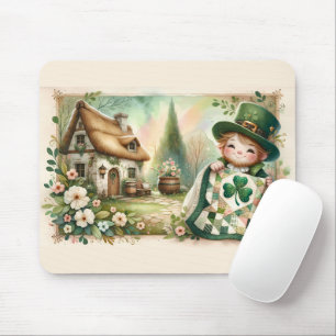 Mousepad Cena de Colcha Xadrez Cottage Leprechaun