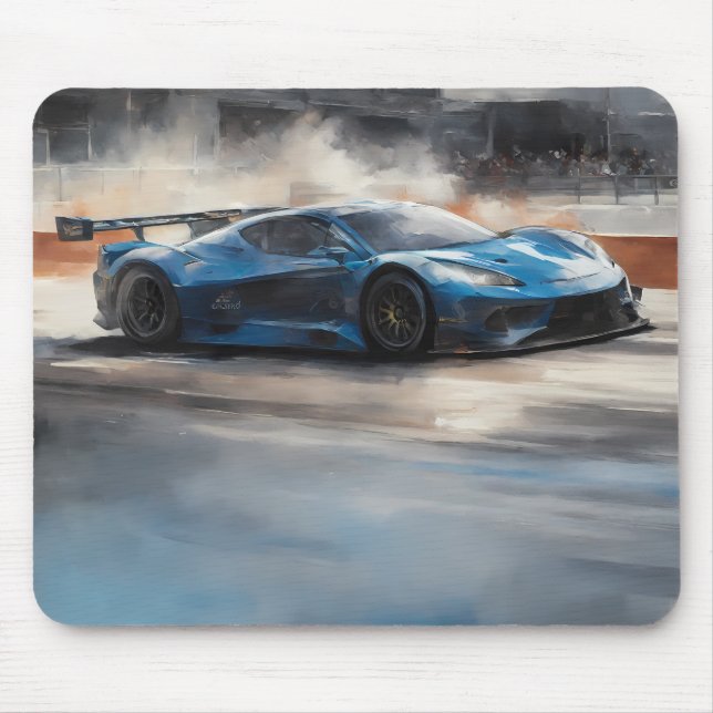 Mousepad Cena de Corrida Urbana Azul Dinâmica (Frente)