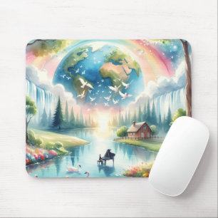 Mousepad Cena de Fantasia Whimsical Rainbow Earth