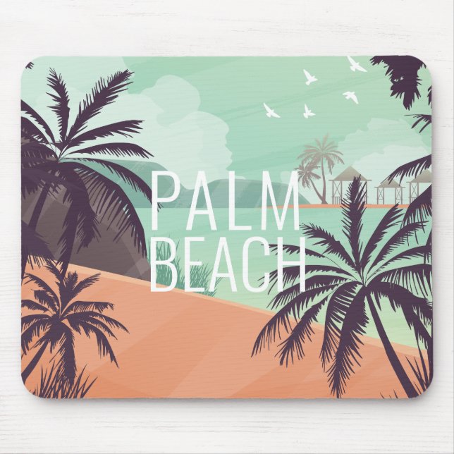 Mousepad Cena de Férias em Palm Beach em Cores Suaves (Frente)