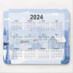 Mousepad Cena de inverno de 2024, Fofo com Cabina
