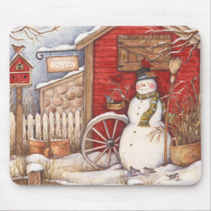 Mousepad Cena de inverno Rustic Snowman